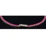 Tennisarmband mit leuchtenden, rosa-rot, pinken Zirkoniasteinen aus hochwertigem 585 14K Gold in (ca. 19 cm Länge)