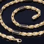 Königskette mit schwarzem Zirkoniabesatz aus 585er Gelbgold (14k)- 60cm lang, 3,3 mm breit