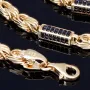 Königskette mit schwarzem Zirkoniabesatz aus 585er Gelbgold (14k)- 60cm lang, 3,3 mm breit