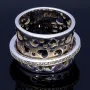 Damenring aus 750er 18k - Weißgold (Stern-, Mond-, Herz-Muster) mit Brillantbesatz