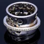 Damenring aus 750er 18k - Weißgold (Stern-, Mond-, Herz-Muster) mit Brillantbesatz