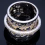 Damenring aus 750er 18k - Weißgold (Stern-, Mond-, Herz-Muster) mit Brillantbesatz