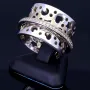 Damenring aus 750er 18k - Weißgold (Stern-, Mond-, Herz-Muster) mit Brillantbesatz