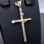 Kruzifix-Anhänger - Jesus Christus Kreuz aus edlem Gold 14k/585 Bicolor Gelbgold und Weißgold