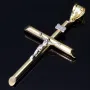 Kruzifix-Anhänger - Jesus Christus Kreuz aus edlem Gold 14k/585 Bicolor Gelbgold und Weißgold