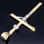 Kruzifix-Anhänger - Jesus Christus Kreuz aus edlem Gold 14k/585 Bicolor Gelbgold und Weißgold