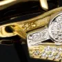 Massive Ohrringe mit glänzenden Zirkoniasteinen und englischem Verschluss aus Bicolor 585er 14K Gold