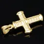 Filigraner Jesus Christus Kruzifix Kreuz-Anhänger in modernem Design aus 14k / 585 Bicolor Gelbgold und Weißgold