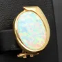 1 Paar Gold Ohrstecker / Ohrringe mit wertigem und praktischen Verschluss in 14K / 585 Gelbgold, mit jeweils einer faszinierenden, in Regenbogenfarben leuchtenden Opal-Dublette bestückt