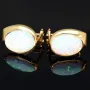 1 Paar Gold Ohrstecker / Ohrringe mit wertigem und praktischen Verschluss in 14K / 585 Gelbgold, mit jeweils einer faszinierenden, in Regenbogenfarben leuchtenden Opal-Dublette bestückt