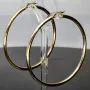 Glänzende XXL Creolen / Hoops / Ohrringe in elegantem Design in edlem 585 14K Gelbgold glänzend poliert
