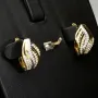 Massive Ohrringe mit Zirkonia in elegantem Design und englischem Verschluss aus Bicolor 585er 14K Gold