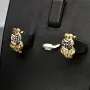 Bicolor Ohrringe in kunstvollem Design in 14K / 585 Gelbgold und Weißgold