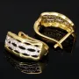 Funkelnde Ohrringe mit Zirkonia und englischem Verschluss aus massivem Bicolor 585er 14K Gold