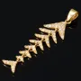 Fischgräte - Anhänger mit beweglichen Gliedern mit Zirkonia besetzt aus hochwertigem 585 14K Gold