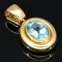 Sehr schöner Vintage-Anhänger mit eingefassten, ovalen himmelblauen Aquamarin in 14K / 585 Gold