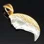 Außergewöhnlicher Bicolor Gold-Anhänger mit dem Motiv eines Gesichts in Form eines Halbmondes (585er Weißgold und Gelbgold 14k)