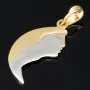 Außergewöhnlicher Bicolor Gold-Anhänger mit dem Motiv eines Gesichts in Form eines Halbmondes (585er Weißgold und Gelbgold 14k)