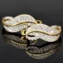 Hübsche Ohrringe aus Bicolor 585er 14K Gold mit funkelnden Zirkoniasteinen mit englischem Verschluss (Weißgold und Gelbgold)