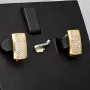 Bling Bling Ohrringe mit glitzernden Zirkonia aus massivem 585 14K Gold mit englischem Verschluss