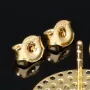 Massive Kreis-Plättchen / Platten Gold-Ohrstecker mit leuchtenden, dunkelblauen und weißen Zirkonia besetzt in 585 14K Gelbgold