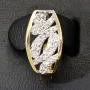 Stylische Ohrringe aus massivem Bicolor 585er 14K Gold mit Zirkonia mit englischem Verschluss (Weißgold und Gelbgold)