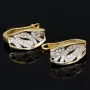 Stylische Ohrringe aus massivem Bicolor 585er 14K Gold mit Zirkonia mit englischem Verschluss (Weißgold und Gelbgold)