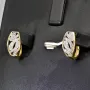 Stylische Ohrringe aus massivem Bicolor 585er 14K Gold mit Zirkonia mit englischem Verschluss (Weißgold und Gelbgold)