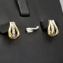 Stilvolle Bicolor Gold-Ohrringe in edlem 14K / 585 Gelbgold und Weißgold