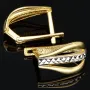 Stilvolle Bicolor Gold-Ohrringe in edlem 14K / 585 Gelbgold und Weißgold