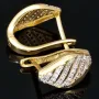 Exquisite Ohrringe aus glänzendem massivem 585 14K Bicolor Gold mit Zirkoniabesatz