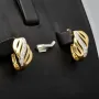 Gold-Ohrringe aus massivem 585er 14K Gelbgold und kleinem Anteil Weißgold mit Zirkonia bestückt