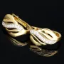 Gold-Ohrringe aus massivem 585er 14K Gelbgold und kleinem Anteil Weißgold mit Zirkonia bestückt