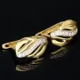 Gold-Ohrringe aus massivem 585er 14K Gelbgold und kleinem Anteil Weißgold mit Zirkonia bestückt