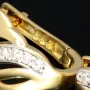 Gold-Ohrringe aus massivem 585er 14K Gelbgold und kleinem Anteil Weißgold mit Zirkonia bestückt
