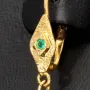Kunstvolle Triangel-Ohrringe / Ohrhänger mit 2 natürlich leuchtende Smaragdkristalle und 2 runde Smaragde in 18K / 750 Gold gefasst