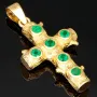 Luxuriöser in Handarbeit gefertigter Goldanhänger, der kunstvoll Baumäste nachbildet und die Form eines Kreuzes darstellt, ist mit 6 funkelnden Smaragden (ca. 0,7 ct. gesamt) im Rundschliff besetzt (750er 18K Gold)