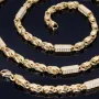 Bling-Bling-Königskette mit Zirkoniabesatz aus 585er Gelbgold (14k)- ca. 55cm lang, 3,3 mm breit, ca. 14,5g