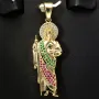 Funkelnder Jesus Christus-Anhänger aus hochwertigem 14k / 585 Gold (Gelbgold) mit Zirkoniabesatz