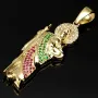 Funkelnder Jesus Christus-Anhänger aus hochwertigem 14k / 585 Gold (Gelbgold) mit Zirkoniabesatz