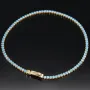 Funkelndes Tennisarmband mit hellblauen Zirkonia aus 585 14K Gold in (ca. 20cm Länge)