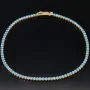 Funkelndes Tennisarmband mit hellblauen Zirkonia aus 585 14K Gold in (ca. 20cm Länge)