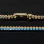 Funkelndes Tennisarmband mit hellblauen Zirkonia aus 585 14K Gold in (ca. 20cm Länge)