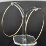 Elegante XL Creolen / Hoops mit diagonalem Muster in 585er 14K Gold (Gelbgold)