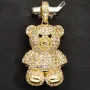 Teddy Bär-Anhänger aus 14K 585 Gelbgold mit glitzernden Zirkonia besetzt