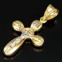 Kruzifix-Kreuz Anhänger - Jesus Christus aus glanzvollem Gold 14k (585) Gelbgold und Weißgold