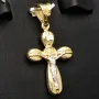 Kruzifix-Kreuz Anhänger - Jesus Christus aus glanzvollem Gold 14k (585) Gelbgold und Weißgold