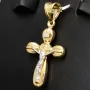 Kruzifix-Kreuz Anhänger - Jesus Christus aus glanzvollem Gold 14k (585) Gelbgold und Weißgold