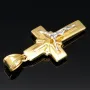 Jesus Christus Kreuzanhänger aus funkelndem Bicolor Gold - (Gelbgold und Weißgold)