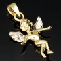 Engel-Anhänger aus glänzendem 14k (585) Bicolor Gold (Gelbgold und Weißgold)